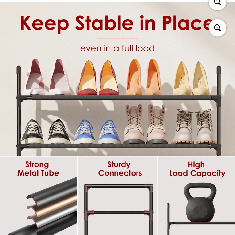 Black Three-Tier Shoe Rack - Picture 5 of 6
